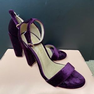 Purple velvet heels
